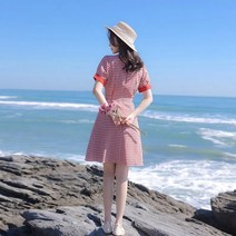 빈티지 체크 스커트 여름 프렌치 미니멀 원피스