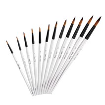 GHSHOP 12 pcs 페인트 브러시 세트 아티스트 나일론 헤어 페인트 브러시 유화에 대 한 나무 손잡이 아크릴 수채화 얼굴, 포인트 헤드, 화이트, Wdooen