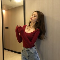 긴팔 이너셔츠 2022 년 봄계절 이너웨어 브이넥 이너티셔츠 풀오버 후드 상의 블랙 소매 4147866393
