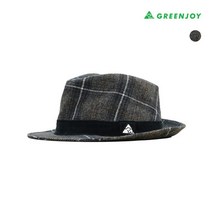 그린조이 남성 체크 모 페도라, FREE, 1개
