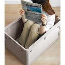 우드상판 전면오픈 차박 캠핑 폴딩박스 트렁크 의류보관 아웃도어 취사도구 텐트용품 간편수납, 1개, 우드커버 리빙박스  84L 베이지