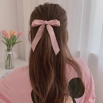 뒤통수볼륨 집게핀 삔 여성웨어 리본핀 라운딩룩 헬로버디 롱핀 골프 반묶음 왕리본 헤어소품 머리핀 바나나핀, 2-골프리본핀-블루
