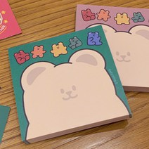 [바보사랑] 100매 레인보우젤곰이 떡메모지 캐릭터떡메모지, 색상:로즈핑크100매