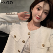 vsyoy 체크 작은 향수 코트 여성의 봄과 가을 선 스크린 조커 긴 소매 재킷 탑