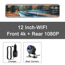 obdpeak h6 12quot car dvr 4k 38402160p dash cam wifi gps sony imx415 백미러 1080p car camera video reco, 듀얼 렌즈, 협력사, 64G TF 카드로