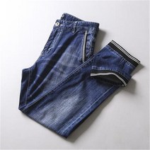 청바지 데님 9부 청바지 브랜드 스크랩 여름 남성 슬림 슬랙스 바지 재고 배기 팬츠