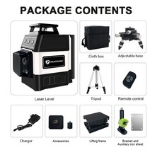 pracmanu 미니 레이저 레벨 12 라인 3d 레벨 셀프 레벨링 360 수평 및 수직 크로스 그린 레이저 빔 라인, 세트 4