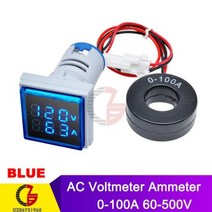 분광계 광도계 적외선 AC 50-500V 0-100A 광장 LED 디지털 전압계 전류계 110V 220V 전압 자동차 테스터 감지기, CHINA, Voltammeter Blue, 03 Blue