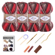 마마니트 맥시 목도리털실 4p DIY 세트, 7802 레드혼합, 1세트