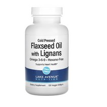 Lake Avenue Nutrition 콜드프레스 플랙시드오일 + 리그난 (Lignans) 120베지캡슐, 1개, 120캡슐