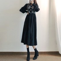 요시아나 [당일발송] 포근 아가일 니트 매치 벌룬소매 리본 롱 원피스 -2컬러
