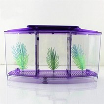 무환수 어항 자반 수조 금붕어 애완용 거북이 2자 3자 4자 자동 청소 30큐브 광폭 빛 아크릴 분할 물고기 그릇 수족관에 대 한 트리플 활 싸움 절연 품종 상자, 자주색