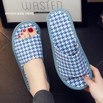 여성 실내화 일본 천 슬리퍼 실내 홈 부드러운 바닥 여름 여성 음소거 봄 가을 홈 리넨 패브릭 사계절 순수 코튼, 26cm는 37-38 사이즈에 맞습니다., D.파란색