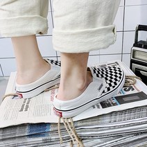 여름 봄 스니커즈 뮬슬리퍼형 스니커즈 남녀공용 반체커뮬 뮬단화