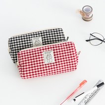 라이브워크 히어데어 체크 펜슬 파우치 2color, 블랙