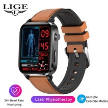 LIGE-스마트워치 남성 레이저 보조 요법 3 가지 높은 심박수 혈당 건강 스마트 워치 수면 체온 모니터링, 05 belt brown