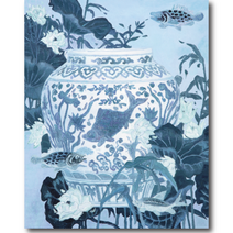 홍익대학교 석사 작품 달항아리 잉어 학 물고기액자 취업운 사업운 재물운 성공운 10종 작가그림, 5.달항아리붕어와가물치