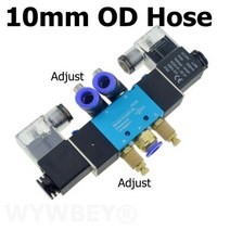 더블 컨트롤 2 위치 5 방향 공압 전기 솔레노이드 밸브 12V 24V 220V 6mm 8mm 10mm 호스 조절 공기 가스 마그네틱 밸브, SL-10mm-조정, 교류 220V