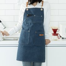 할메이드 바리스타 데님 카페 공장 공방 화방 방수 앞치마, 네이비