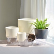 필플랜트 원형 저면관수화분(3P) 자동급수화분 베란다텃밭 가드닝 슬릿 플라스틱, 화이트