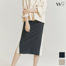 투미 W9 W 배색 H 라인 스커트_TMJPA24W21-T