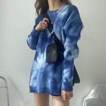 스윗라떼 [유니크/감성] 물나염 마블 그라데이션 박시니트 3color
