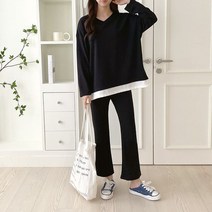 오슈 여성 언제 어디서나 간편하게 걸치기 좋은 브이넥 긴팔티