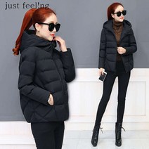 just feel!ng 초경량 여성패딩 패션 루즈핏 후드 코트 슬림핏 겨울 패딩 가볍고 따뜻한 겨울 숏 점퍼