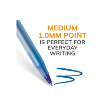 BIC 빅 라운드 스틱 볼펜 (1.0mm) 검정색 청색 적색 사무용품 필기도구, 청색 144개입 1타스 (박스포장)