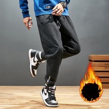 남성용 겨울 양털 청바지 두꺼운 따뜻한 데님 바지 남성 스트리트웨어 블랙 조깅 하렘 진 열 바지 플러스 사이즈 8xl