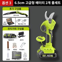 무선 전지가위 충전식 전동가위 만능팔 독일 전기 가위 감따는 기구 조경 정원 관리, 옵션3 - 6.5cm 고급형 배터리2개 풀세트
