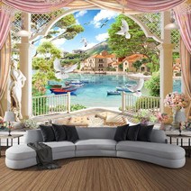 셀프 도배 벽지 단열 부분 실크 붙이는 수입 Windows 산 나무 천으로 큰 태피스 트리 벽 매달려 Boho 요, [01] 100x75cm, 19 111_01 100x75cm