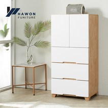 하원가구 모니카 600 양문 서랍장, 고무나무화이트