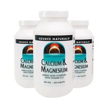 소스내츄럴스 칼슘 & 마그네슘 아미노산 킬레이트 비타민 D3 타블렛 글루텐 프리, 250개입, 3개, 250정