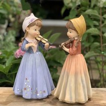 바이올린 소녀 음악소녀 소녀모형 촬영소품 실내장식 실내 정원 주택 장식, 한 쌍의 소녀