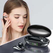 ELSECHO 귀걸이타입 스포츠 무선이어폰 방수 노이즈 캔슬링 블루투스 이어폰, 블랙