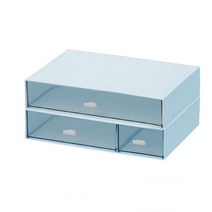 라라하우스 책상정리 멀티박스 미니서랍 수납정리함, 2단 1칸+2칸, 블루