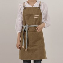 (무료 자수각인) 빈티지 캔버스 앞치마_ 카페 공방 방수 바리스타 - 내일출고, M, 카키브라운