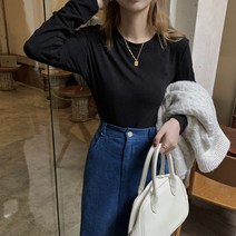 칠시 여성 기본 루즈핏 라운드넥 앏은 긴팔 티셔츠