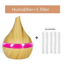 300ML 가습기 아로마 디퓨저 에센셜 오일 우드 그레인 테라피 정수기 컬러 LED 램프 미스트 메이커 가정용, 04 청동 레드
