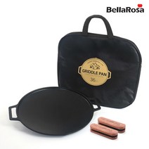 [벨라로사] 국내산 IH 인덕션 캠핑 그리들팬 36cm 고기불판+전용가방+우드손잡이(CN9, 상세 설명 참조