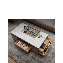 거실 리프트 테이블 소파 업 트랜스포머 좌식 탁자, 1.5 (월넛색 수납장+화이트 조리대)