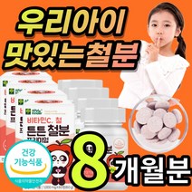 맛있는 신생아 돌아기 어린이 6개월 아기 아동 유아 키즈 키즈 코피 빈혈 철 철분 철분제 비헴철 비햄철 츄어블, 1개, 8개월/60정x4개+사은품