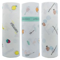 신기룩 뜯어쓰는 일회용 행주 롤타입 1롤 50매 23CM x 25CM 3롤 합150매, 과일, 도형, 주방