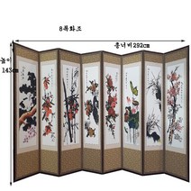 표구방 제사용8폭 화조도 병풍뒷면반야심경 추사김정희글씨선택+병풍커버, 추사김정희