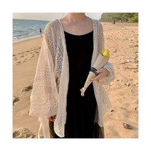 빅카라원피스 여름 미니 하객 여성용 얇은 가디건 스위트 프레피 스타일 얼짱 단색 올 매치 한국 스타일 심플하고 시크한 여름용 여성 데일리 상의