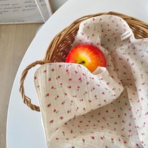 목화베리 러블리키친크로스 순면2중거즈 면행주 손수건, 핑크40*35