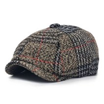격자 무늬 빈티지 팔각 모자 남성 여성 겨울 면화 베레모 Englad 스타일 캐주얼 남여 Boina Casquette 플랫 캡