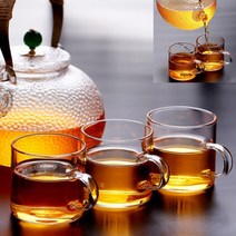 내열유리 찻잔 6p 80ml 쌍화차잔 중국찻잔 다구세트 차도구 커피유리잔 찻주전자 다식판 유리찻잔세트 전통찻잔세