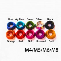 20PCS M4 M5 M6 M8 알루미늄 합금 색상 카운터 싱크 우산 플랫 헤드 둥근 머리 나사 오목 원뿔 장식 그루브 와셔